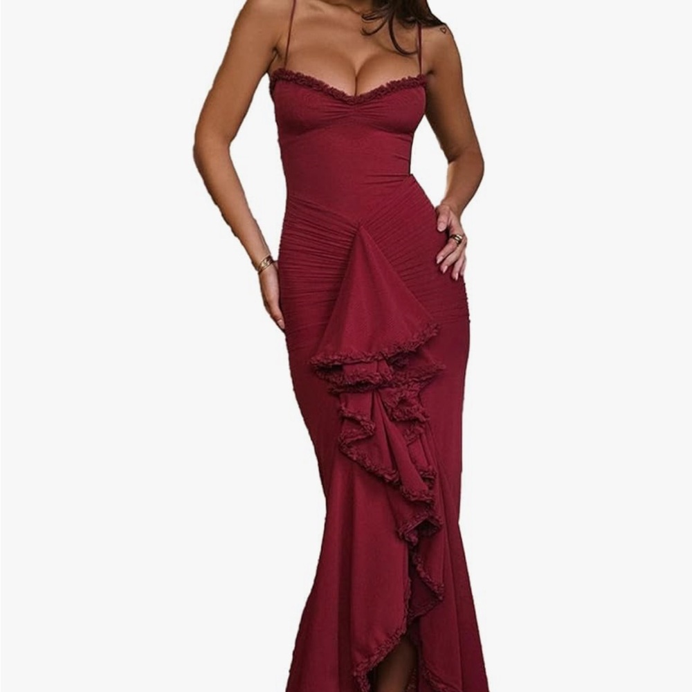 Elegant Burgundy Evening Gown